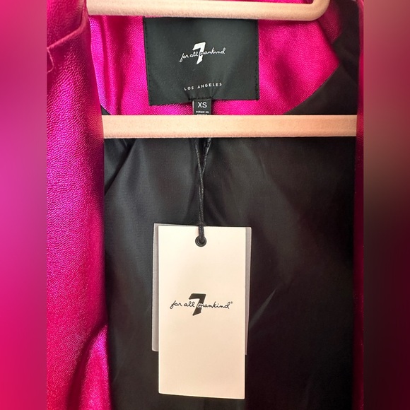 7 For All Mankind NWT Faux Leather Metallic Pink Jacket, size XS - Picture 9 of 9